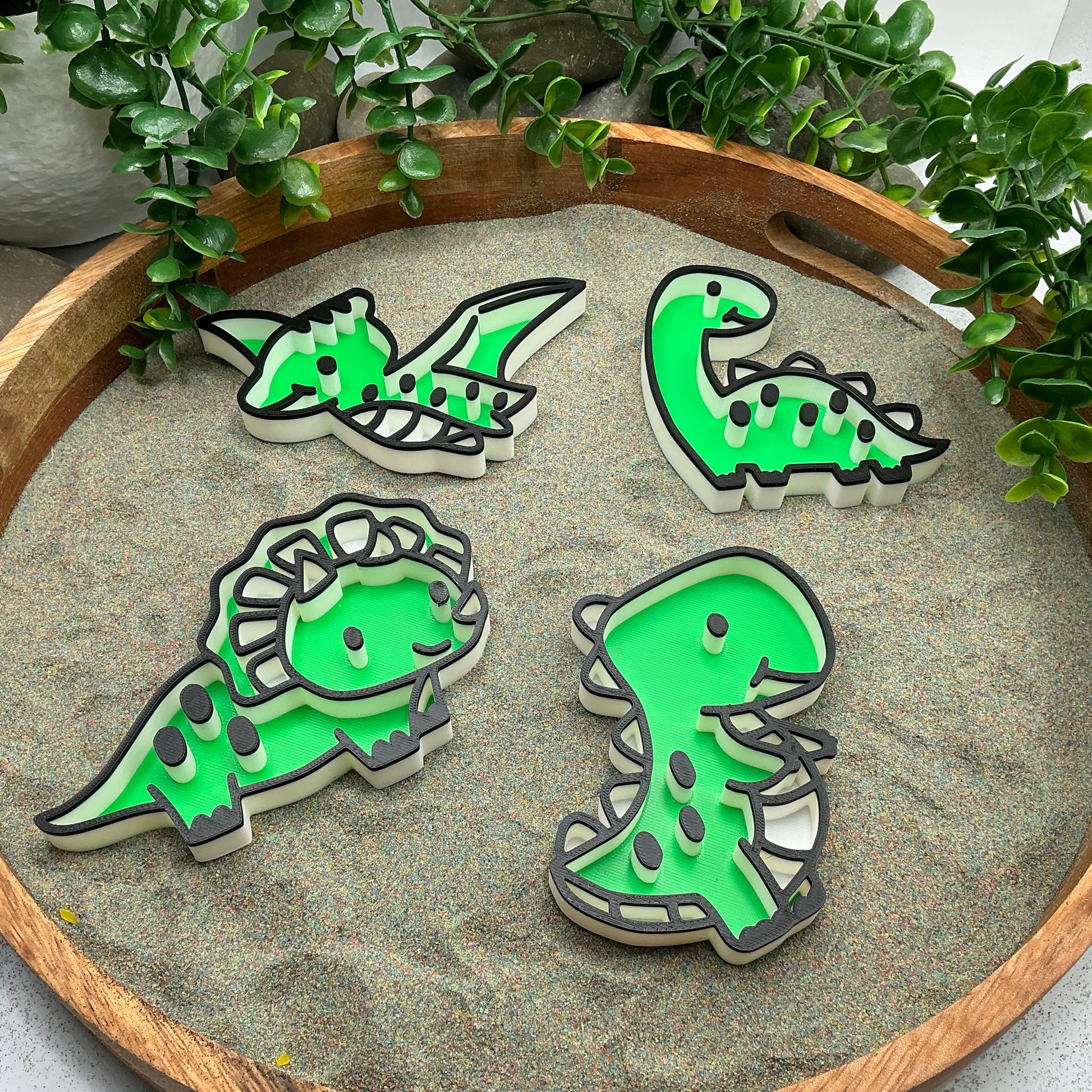 3D-printed dinosaur fill shapes sensory filling tray, 4-piece set for sand and rice tuff trays - view 1 of 13