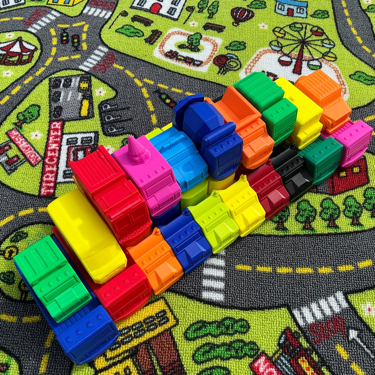 12 piece Toy Vehicle Set including Police Car, Ice Cream Van,school bus