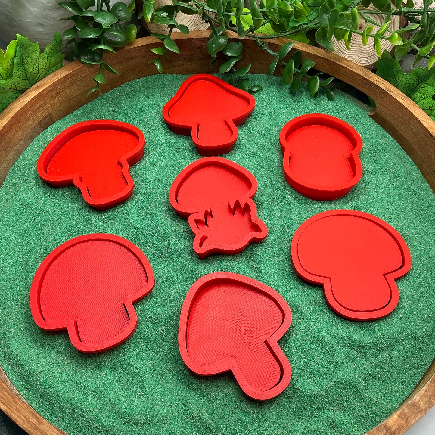 3D-printed garden mushroom and toadstool play dough cookie cutter set - 7 piece woodland and autumn theme - view 8 of 10