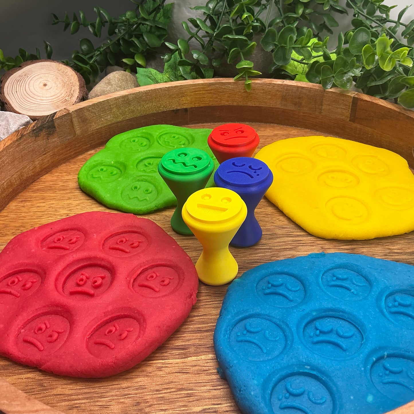 3D-printed emotion feeling stamps for play dough - 4 piece set with happy, sad, angry and scared faces - view 2 of 10
