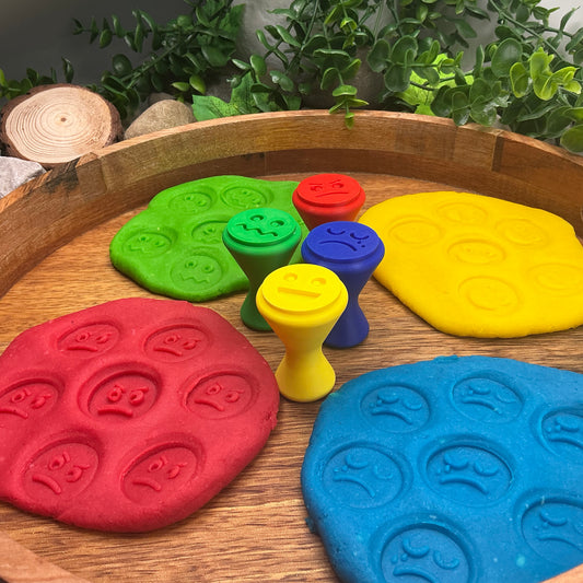 3D-printed emotion feeling stamps for play dough - 4 piece set with happy, sad, angry and scared faces - view 2 of 10