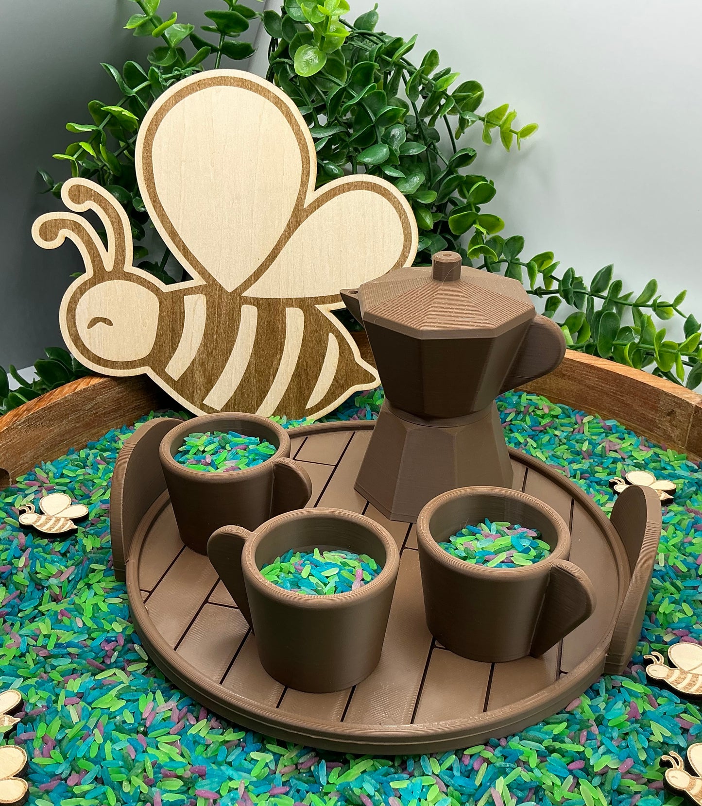 Coffee Maker Set (5 Piece) - 3D Printed Kitchen Role Play Toy, Eco-Friendly