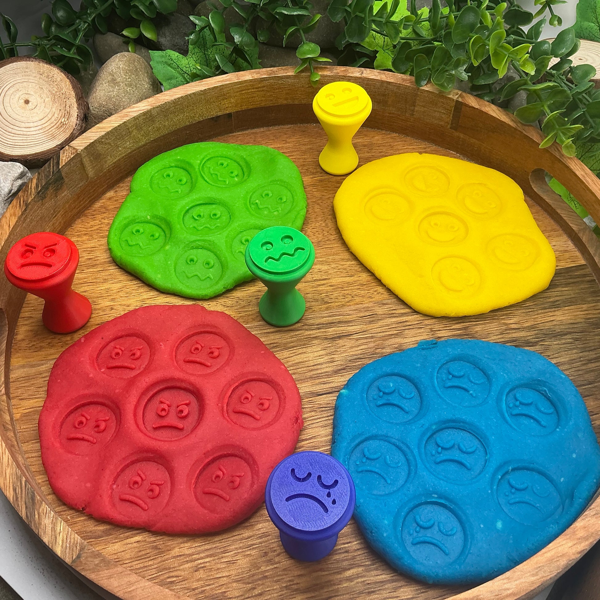 3D-printed emotion feeling stamps for play dough - 4 piece set with happy, sad, angry and scared faces - view 8 of 10