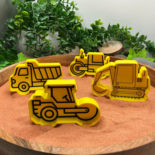 3D-printed construction vehicles sensory fill shape set - 4 piece colour set B for tuff trays and sandpits - view 1 of 14