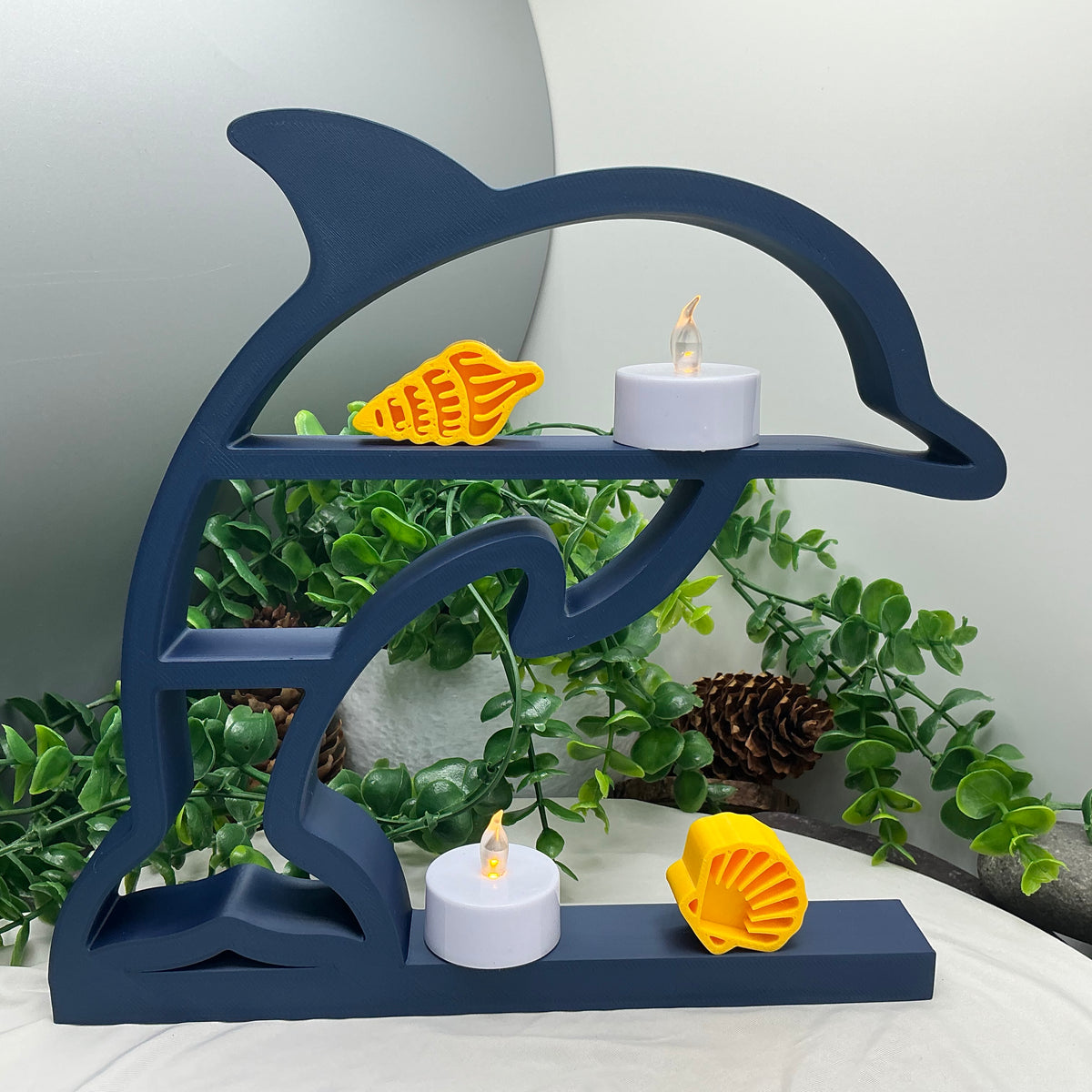 Dolphin & wave table top mini shelves display shelf, two piece set