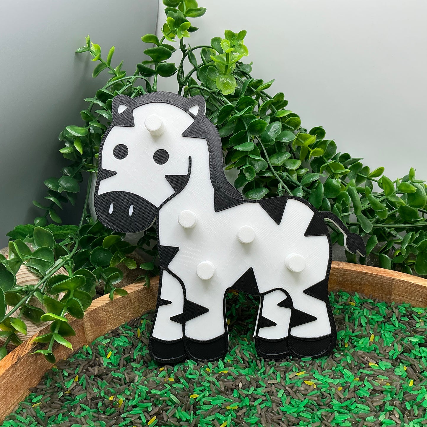 3D-printed zebra thread peg board sensory toy with screw-on nuts - fine motor and pre-writing skill builder - view 6 of 7