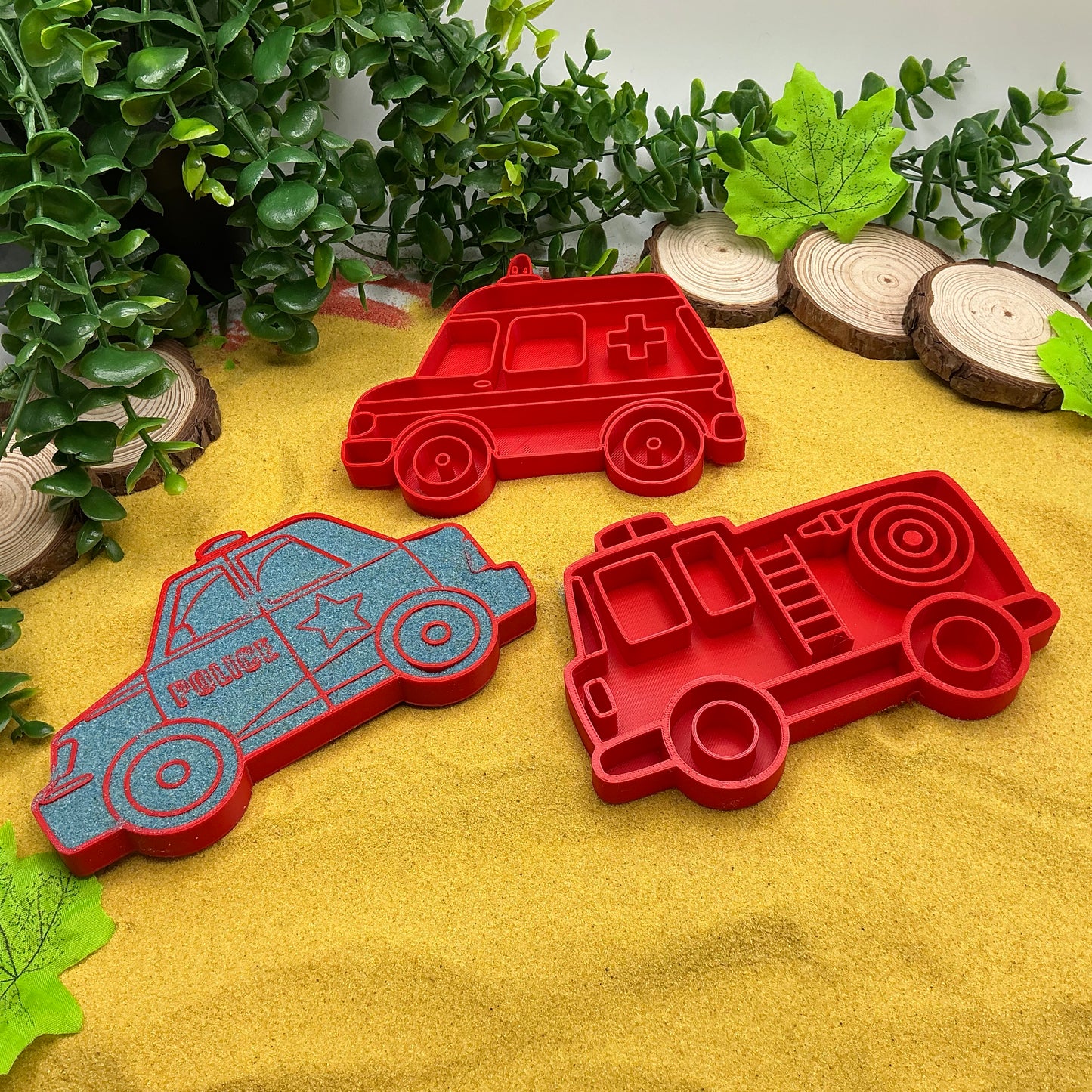 Red Emergency Vehicles Sensory Trays (Set of 3) Fire Engine Police & Ambulance M - View 5