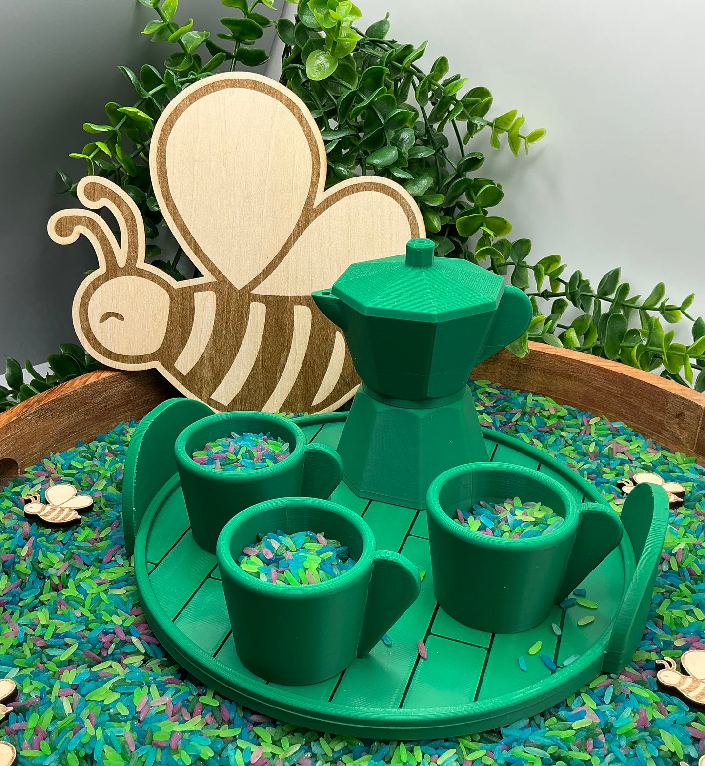Coffee Maker Set (5 Piece) - 3D Printed Kitchen Role Play Toy, Eco-Friendly