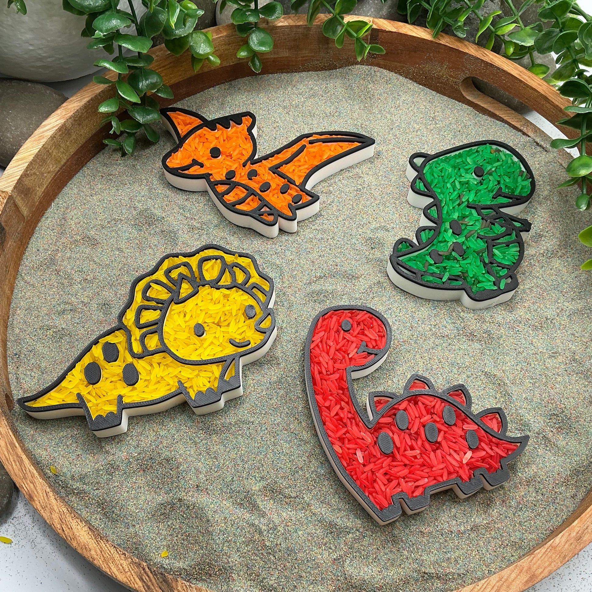 3D-printed dinosaur fill shapes sensory filling tray, 4-piece set for sand and rice tuff trays - view 7 of 13