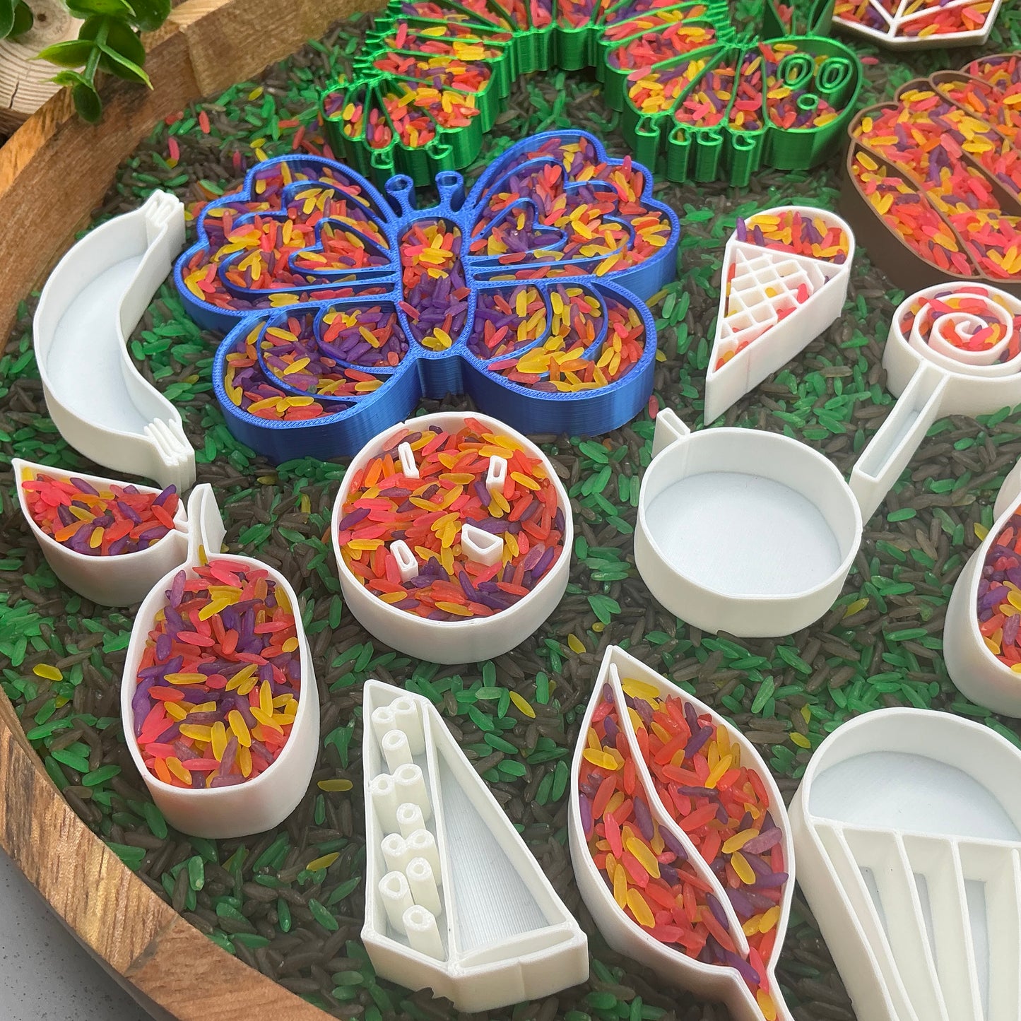 Caterpillar, Cocoon & Butterfly story book telling Sensory Filling Trays Set - Eco-Friendly 3D Printed 19 piece set