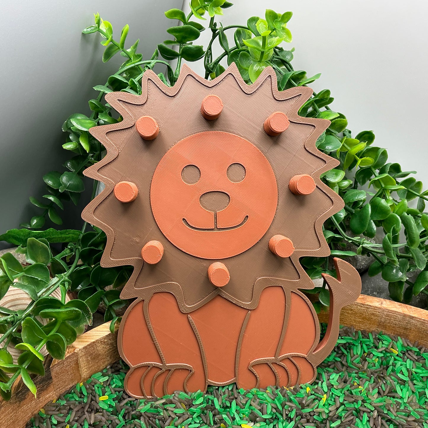 3D-printed animal thread peg board sensory set with screw-on nuts - 6 piece safari set including zebra, panda, lion, crocodile, giraffe and snake - view 18 of 25