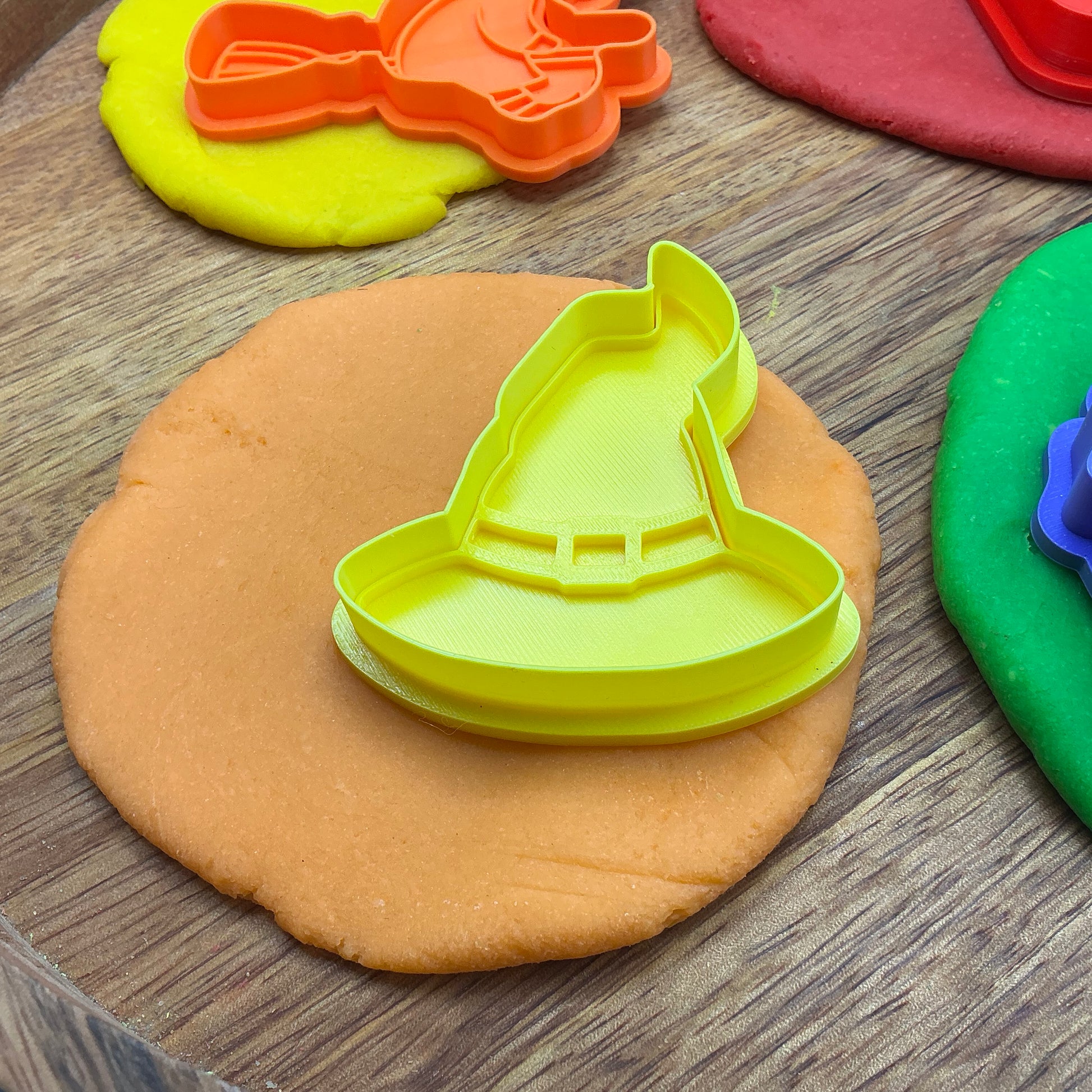 3D-printed witch Halloween play dough cookie cutter set - 4 piece (witch on broom, cauldron, hat and poison bottle) - view 4 of 15