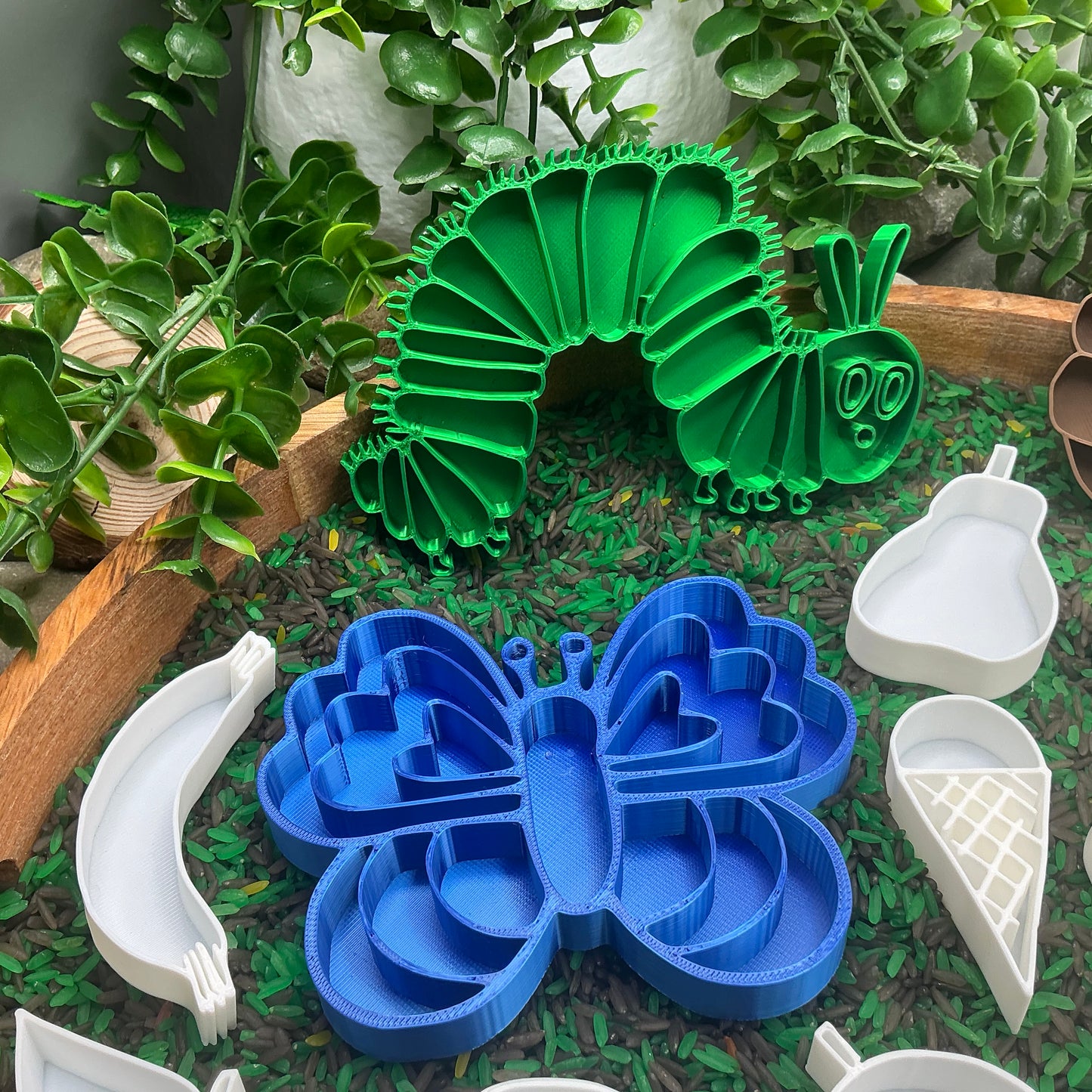 Caterpillar, Cocoon & Butterfly story book telling Sensory Filling Trays Set - Eco-Friendly 3D Printed 19 piece set
