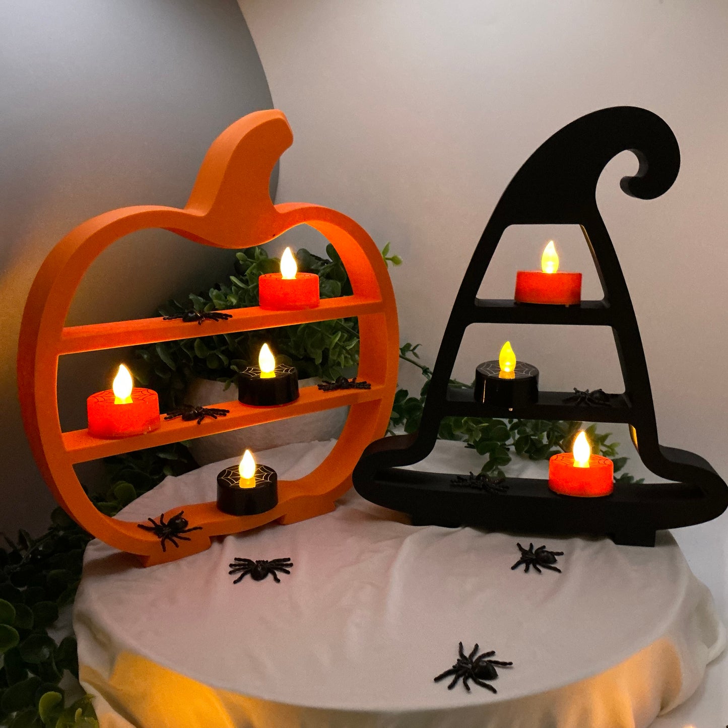 Halloween mini shelves set Cauldron, Pumpkin & Witches Hat
