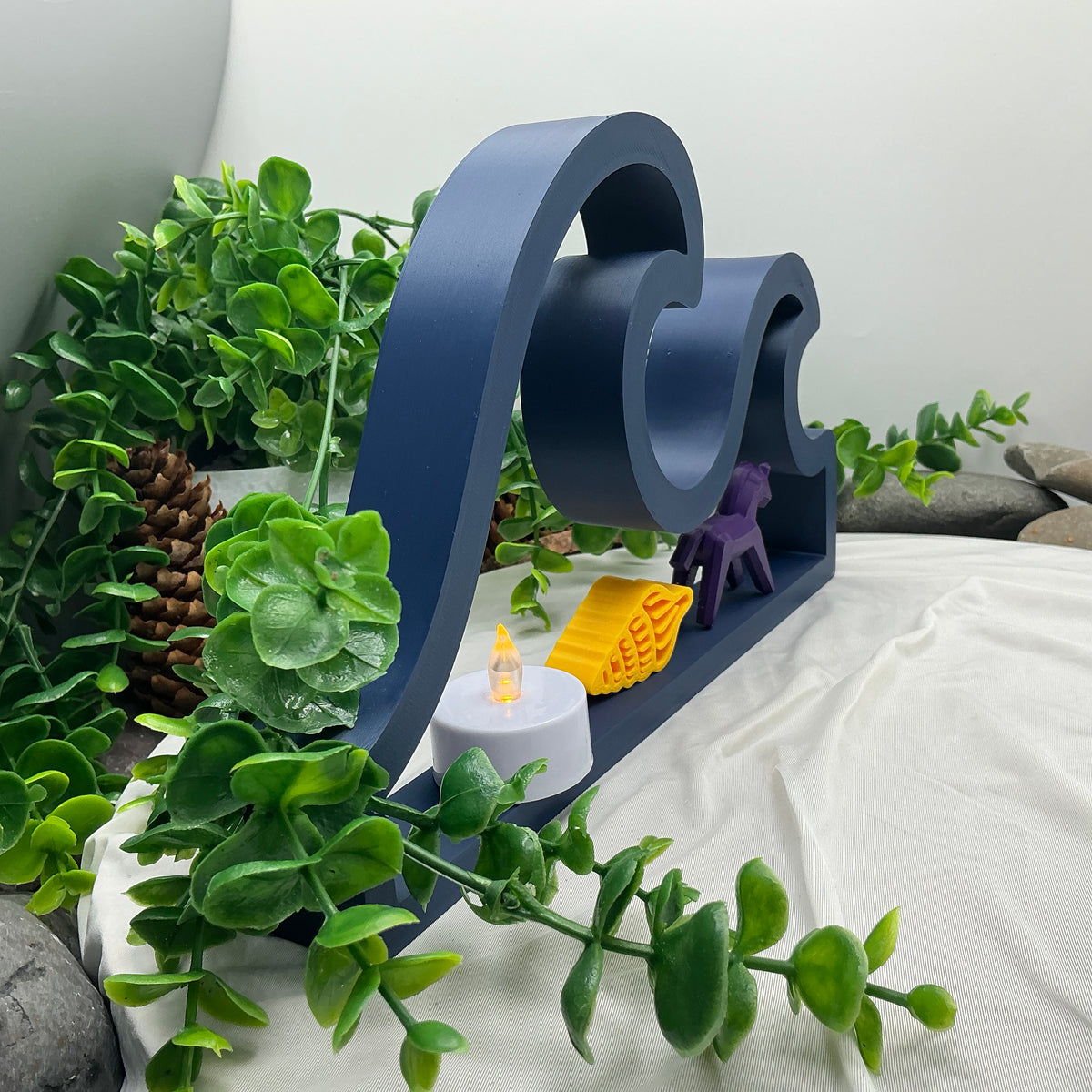 Dolphin & wave table top mini shelves display shelf, two piece set