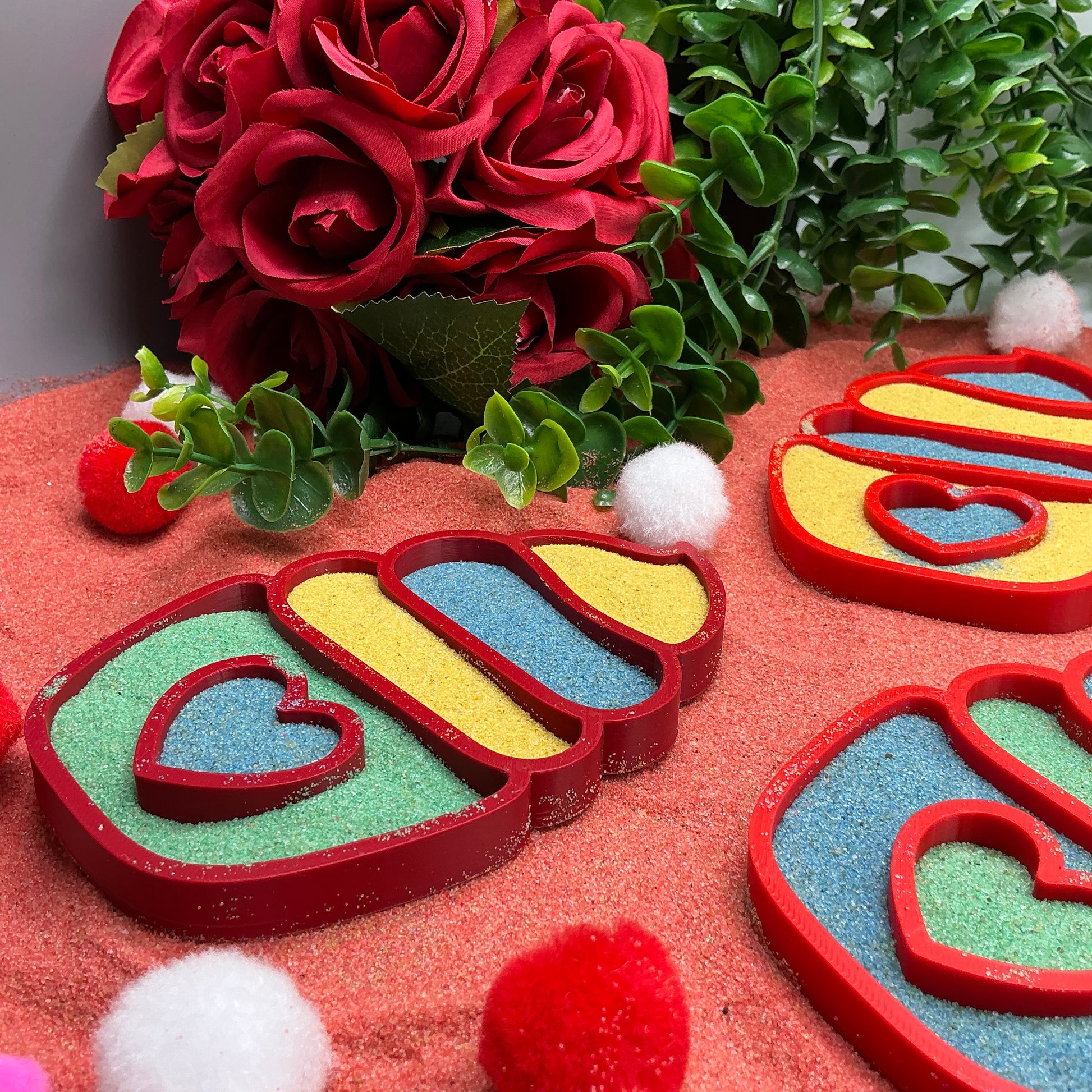 Valentine's Day Cupcake Sensory Trays & Heart Scoops Eco Friendly Montessori Toy - View 5