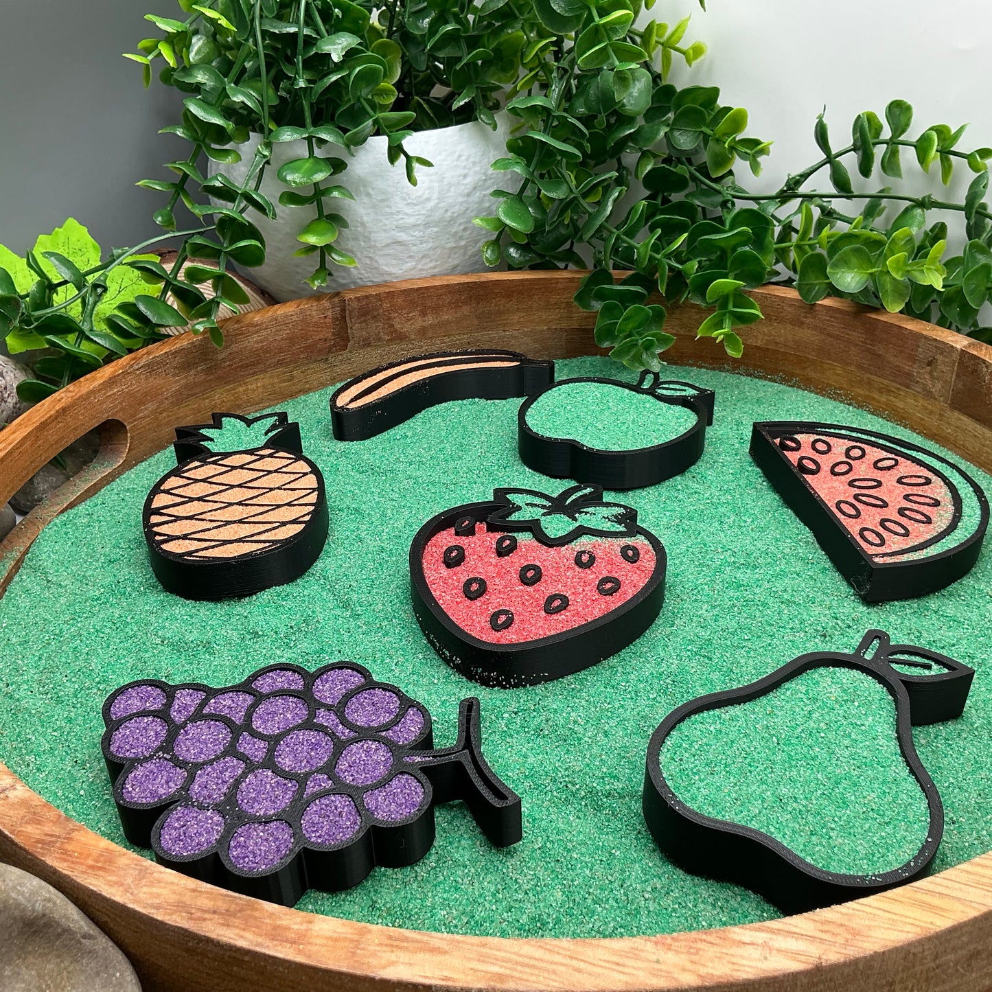 Fruit fill shapes play fruit sensory filling trays 7 piece set tuff tray
