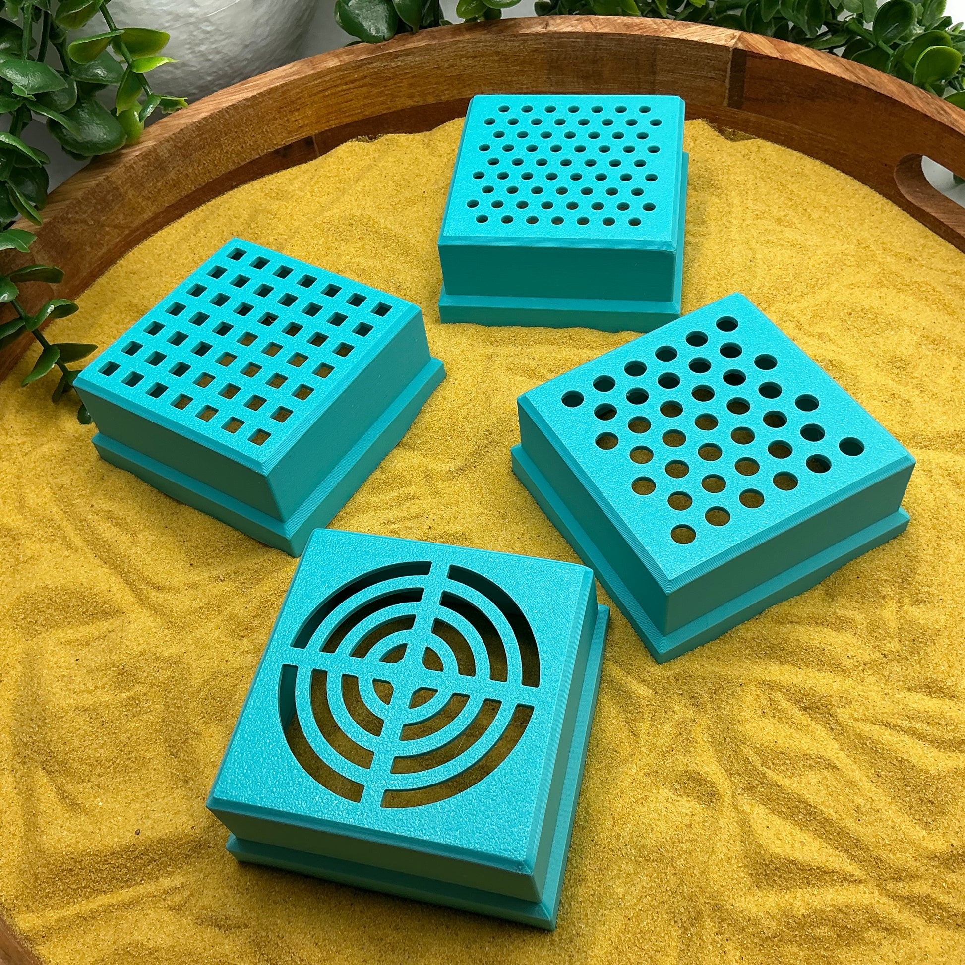 Sand & Water Sieve Set (4 Piece) Stacking Trays - showing texture