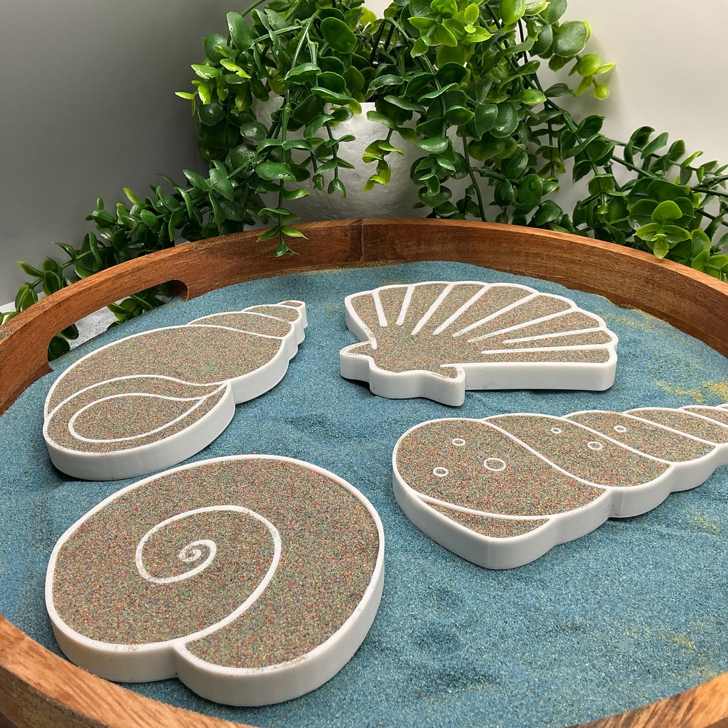 3D-printed seashell sensory filling tray, 4-piece set for sand and rice tuff trays - view 4 of 9