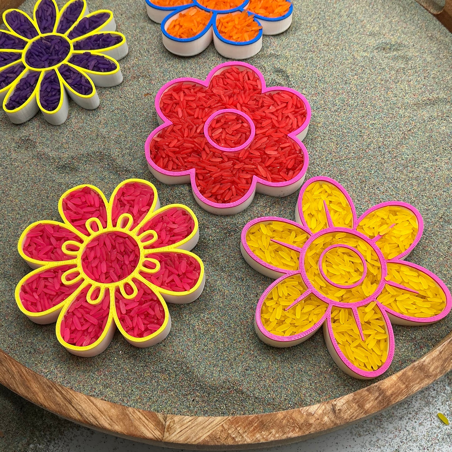 3D-printed flower fill shapes sensory filling tray, 5-piece spring and summer set for tuff trays - view 8 of 12
