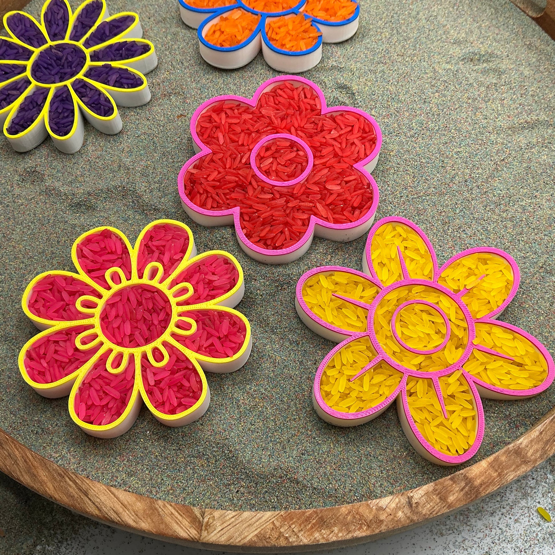 3D-printed flower fill shapes sensory filling tray, 5-piece spring and summer set for tuff trays - view 8 of 12