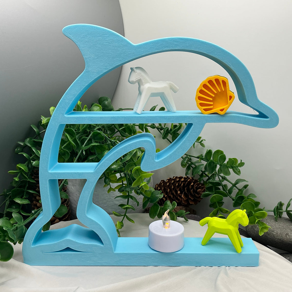 Dolphin & wave table top mini shelves display shelf, two piece set