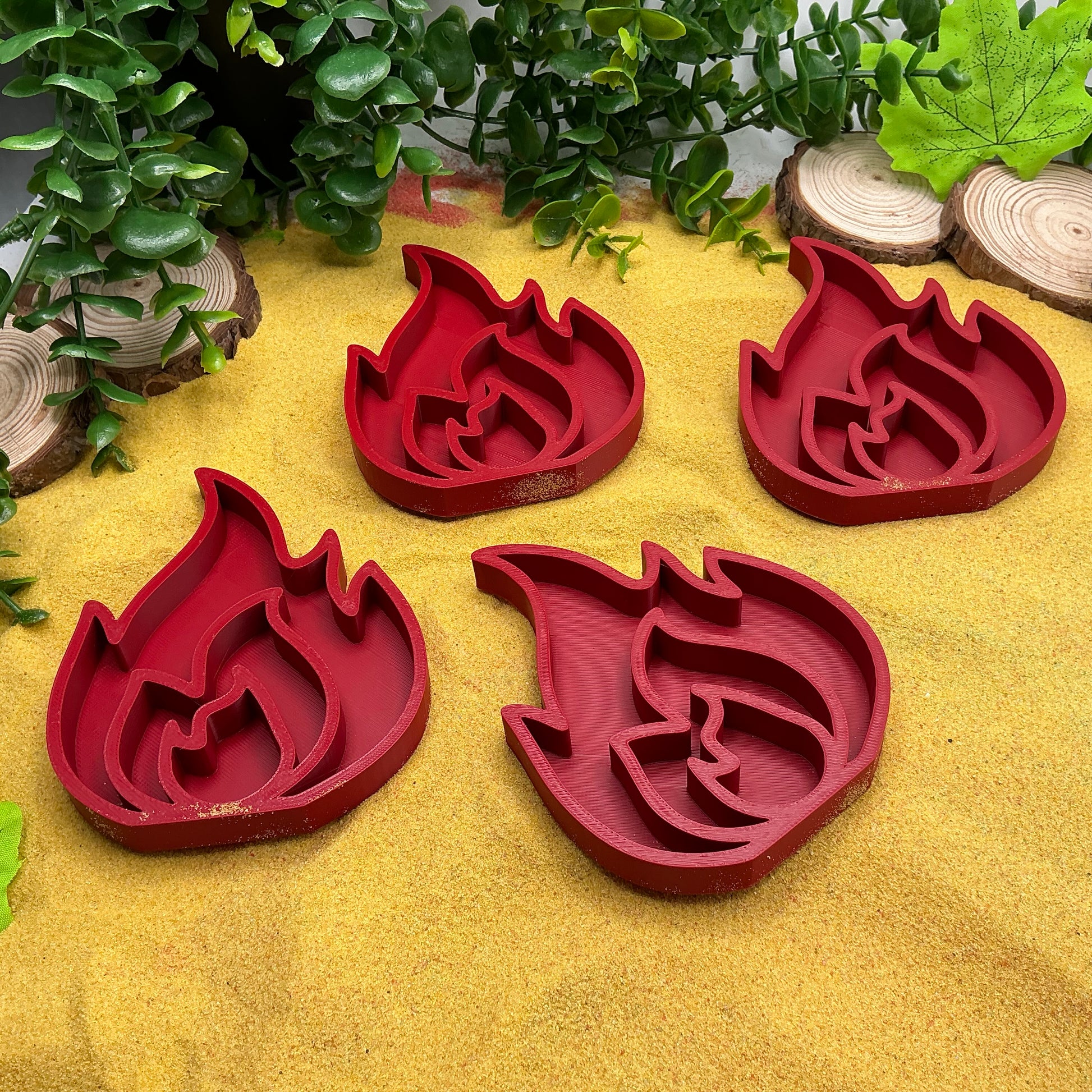 Flames Filling Tray's Montessori Sensory Bin Tools Eco-Friendly 3D Printed Fire  - Close Up