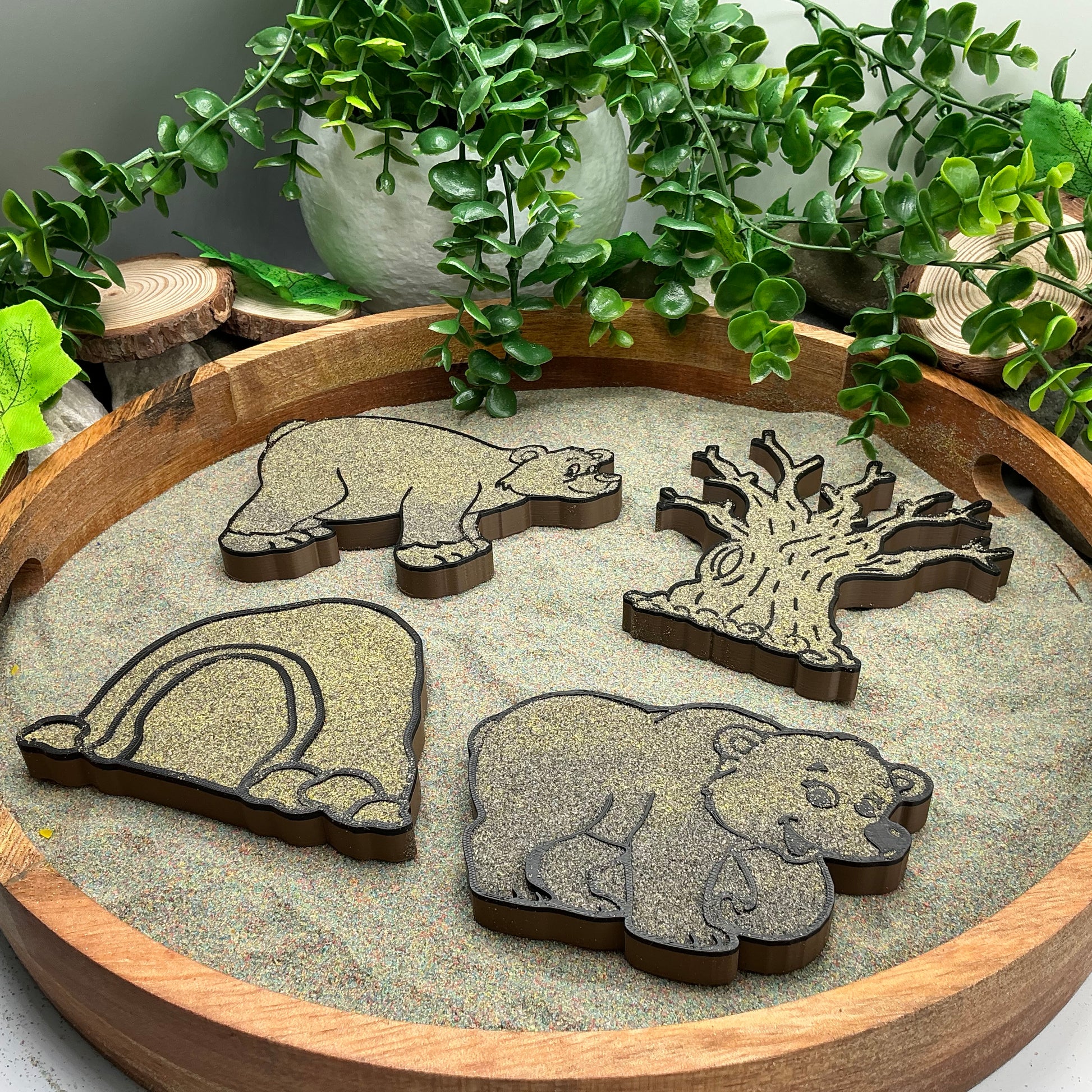 3D-printed bear theme sensory filling tray, 4-piece set for sand and rice tuff trays - perfect for bear hunt storytelling - view 8 of 13