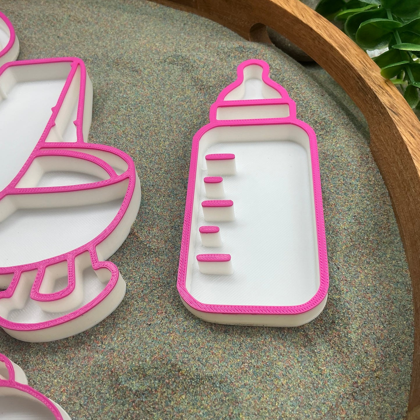 Baby Girl Play Fill Shapes Sensory Filling Trays - 5 Piece Set (Dummy, Bottle, Teddy Bear, Teething Ring & Bath)