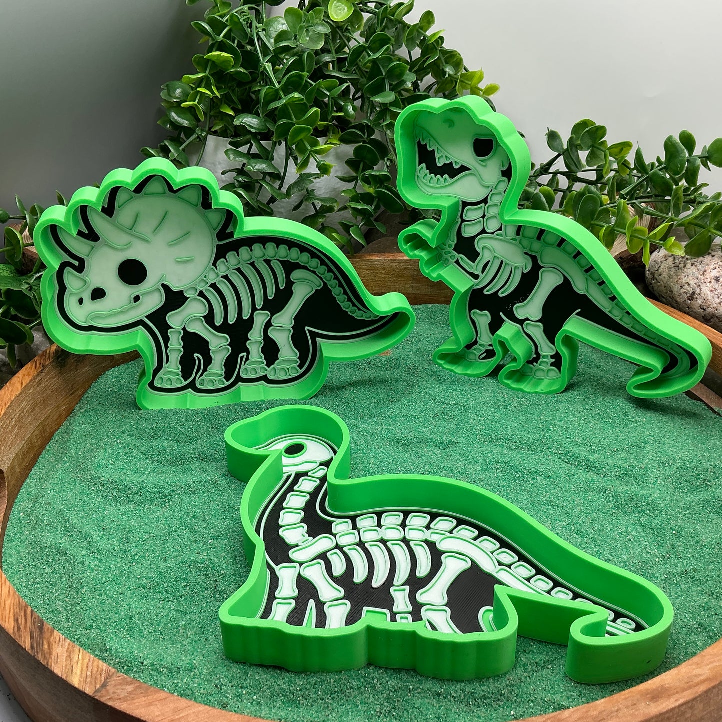 3D-printed skeleton dinosaur sensory play set - 6 piece with T-Rex, Triceratops, Stegosaurus, Spinosaurus, Pterodactyl, Brachiosaurus - view 2 of 16