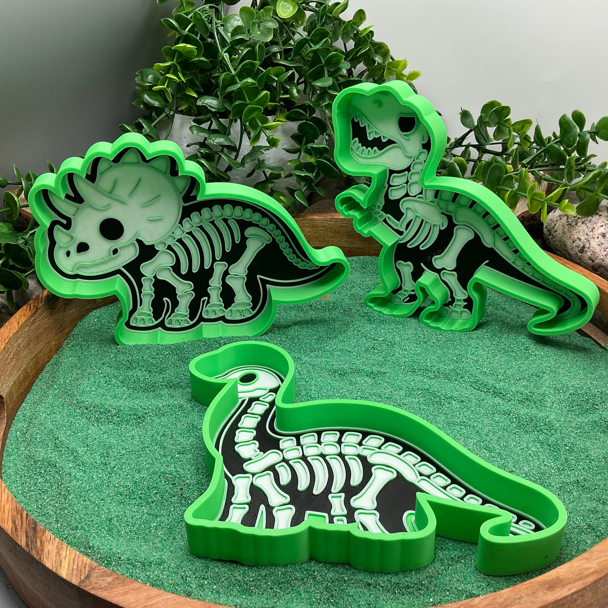 3D-printed skeleton dinosaur sensory play set - 6 piece with T-Rex, Triceratops, Stegosaurus, Spinosaurus, Pterodactyl, Brachiosaurus - view 2 of 16