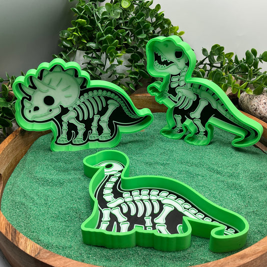 3D-printed skeleton dinosaur sensory play set - 6 piece with T-Rex, Triceratops, Stegosaurus, Spinosaurus, Pterodactyl, Brachiosaurus - view 2 of 16
