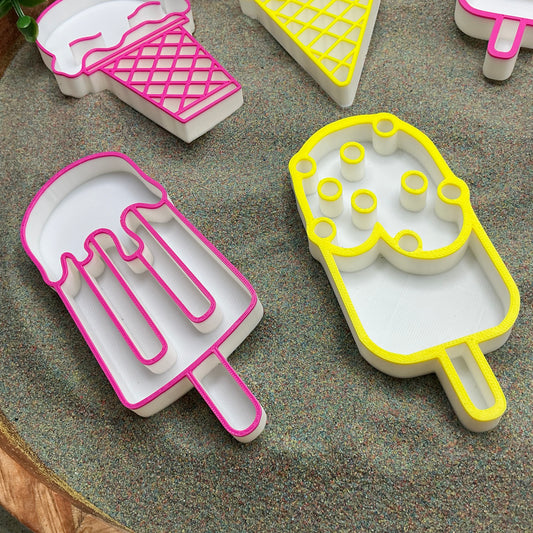 3D-printed summer ice cream sensory filling tray, 6-piece set for sand and rice tuff trays - view 2 of 11