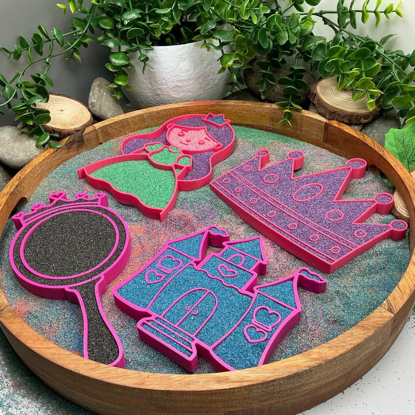 Princess theme fill shapes 4 piece set princess castle crown & mirror