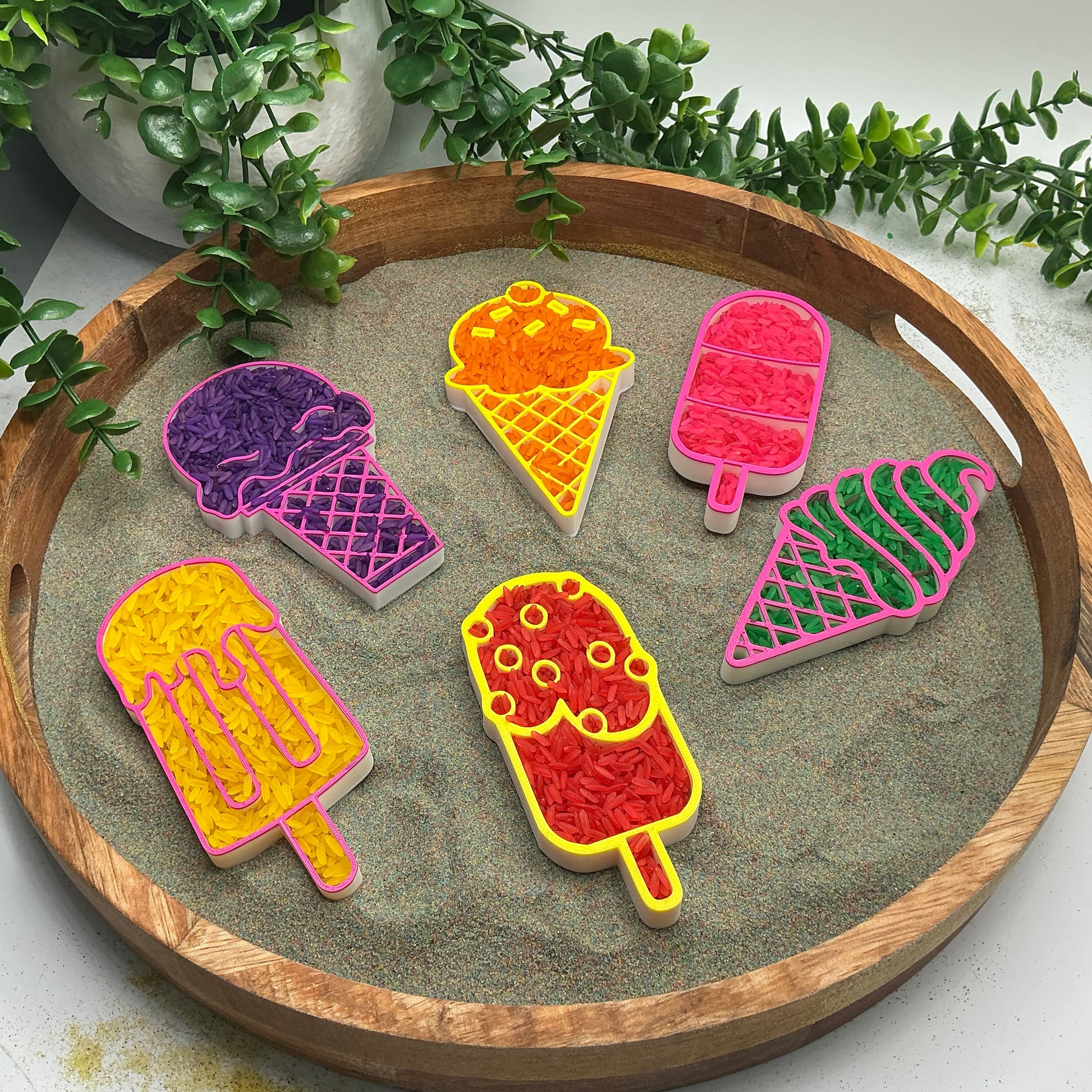 3D-printed summer ice cream sensory filling tray, 6-piece set for sand and rice tuff trays - view 11 of 11