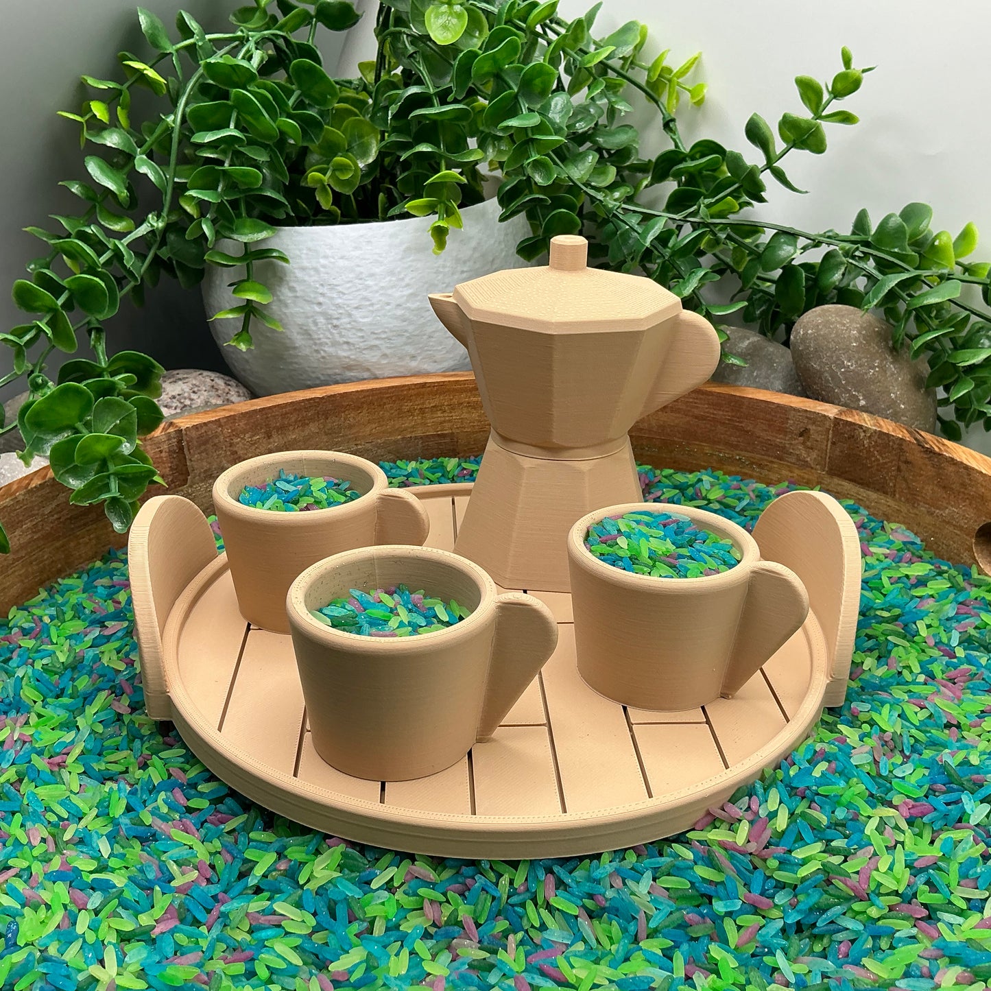 Coffee Maker Set (5 Piece) - 3D Printed Kitchen Role Play Toy, Eco-Friendly