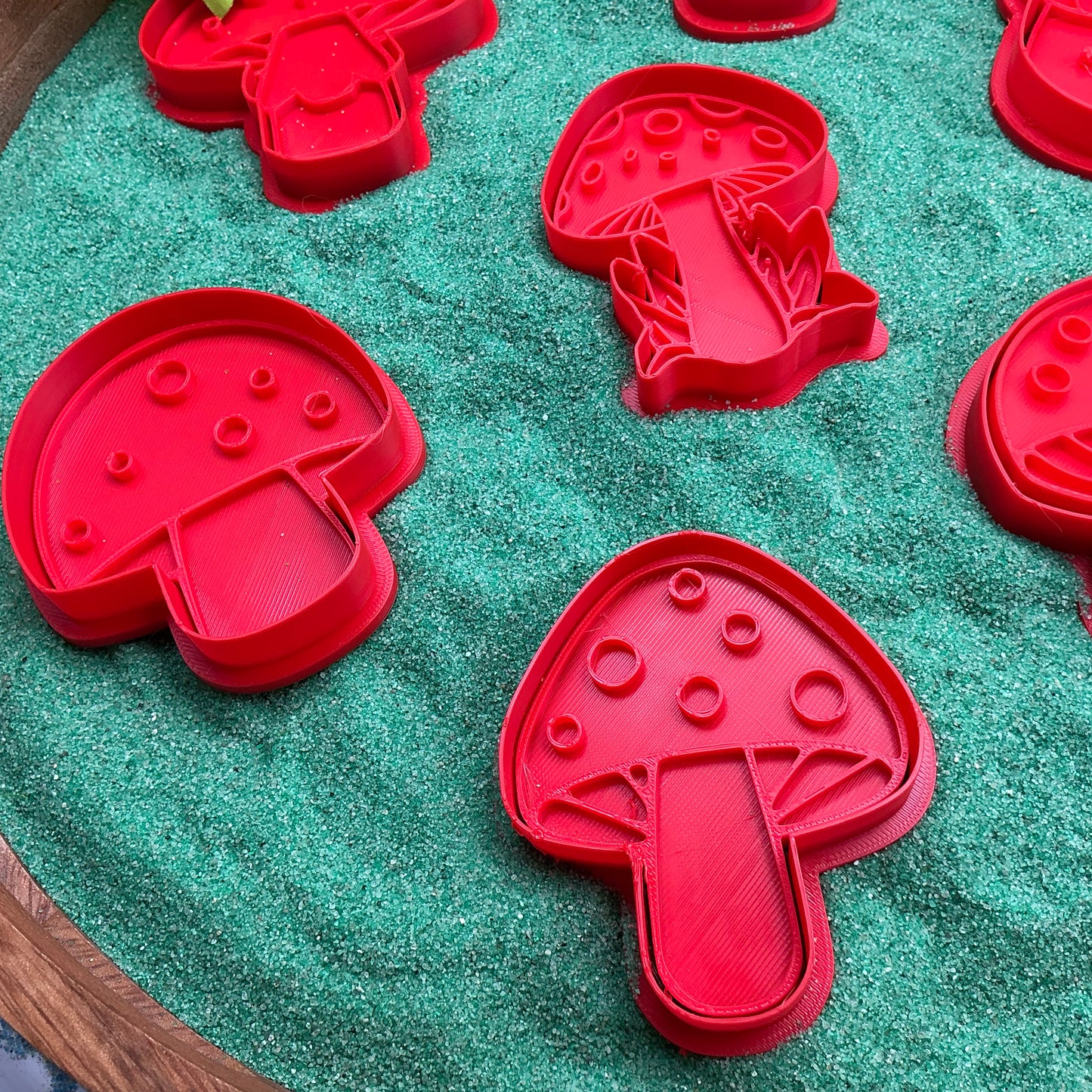 3D-printed garden mushroom and toadstool play dough cookie cutter set - 7 piece woodland and autumn theme - view 4 of 10