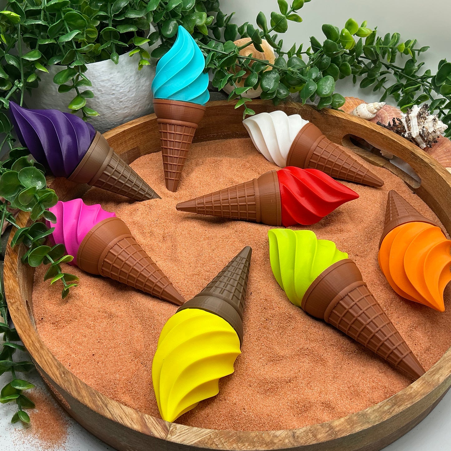Ice Cream Scoops & Cones Twist Action Role Play Kitchen Food bubblegum,Lime & colourful toppings