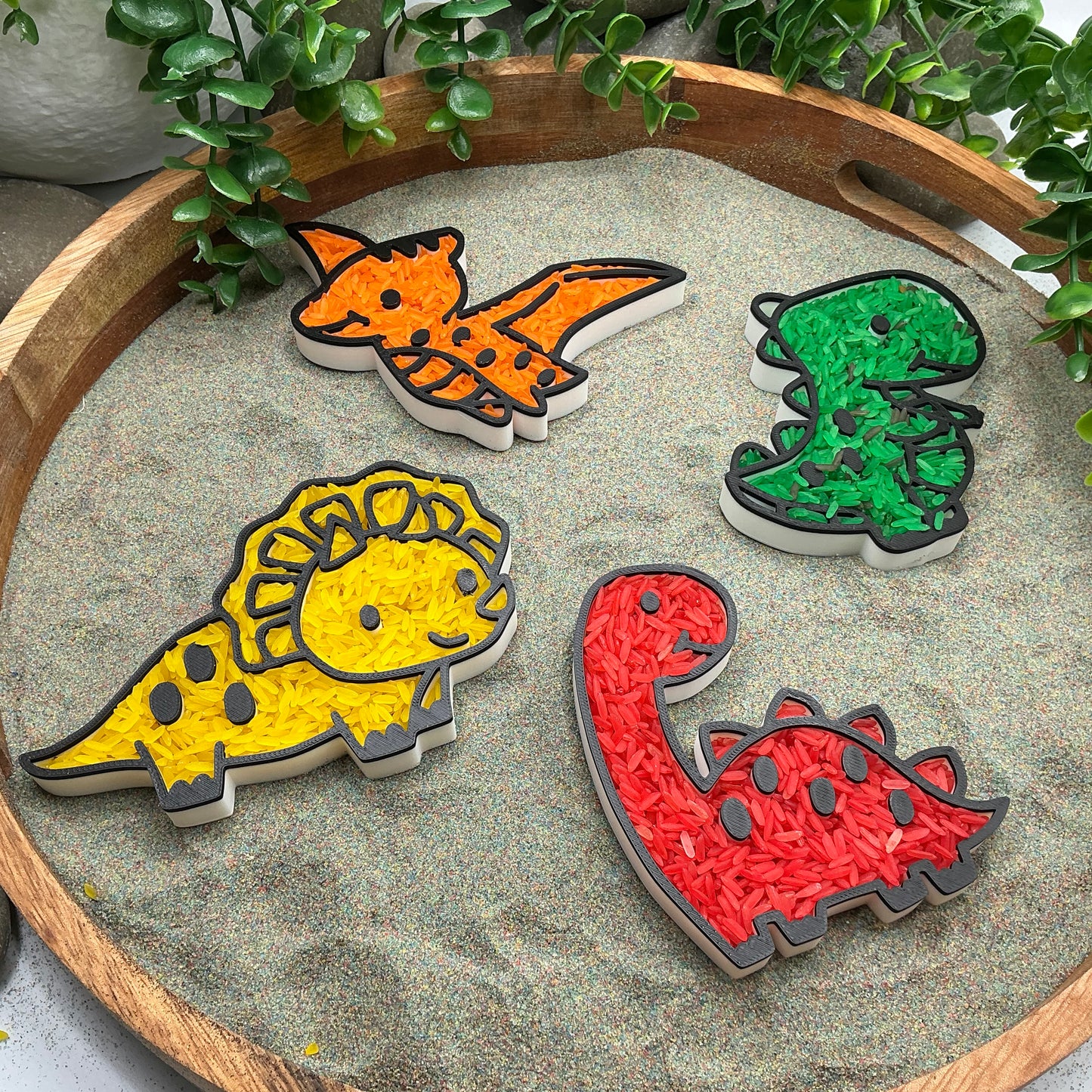3D-printed dinosaur fill shapes sensory filling tray, 4-piece set for sand and rice tuff trays - view 13 of 13