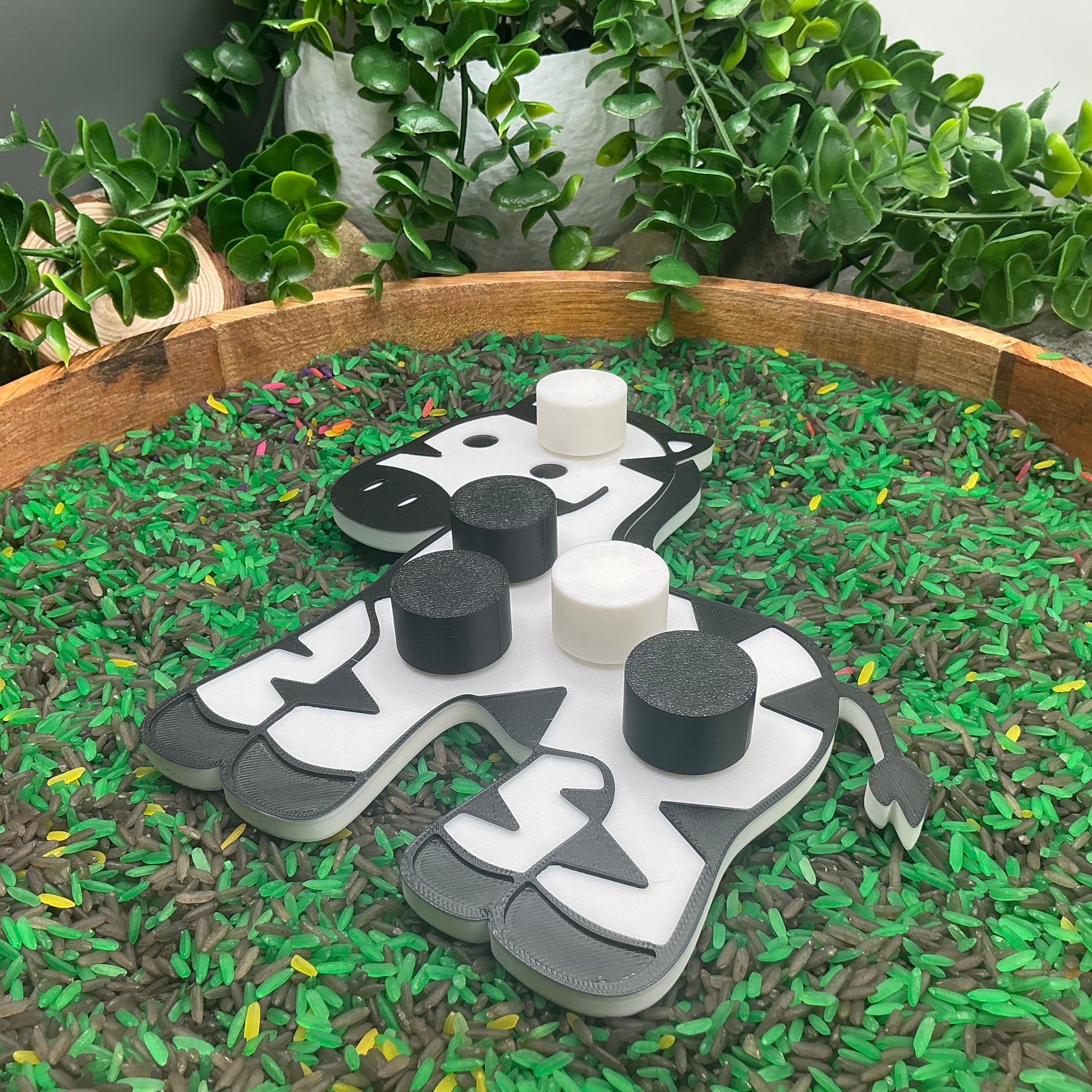 3D-printed zebra thread peg board sensory toy with screw-on nuts - fine motor and pre-writing skill builder - view 2 of 7