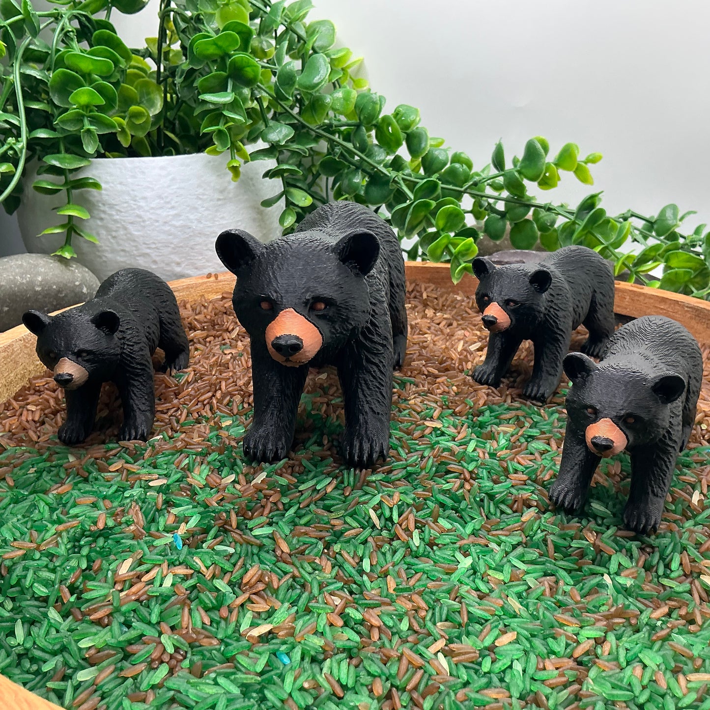 3D Printed Black Bear & three Cubs pretend Role play