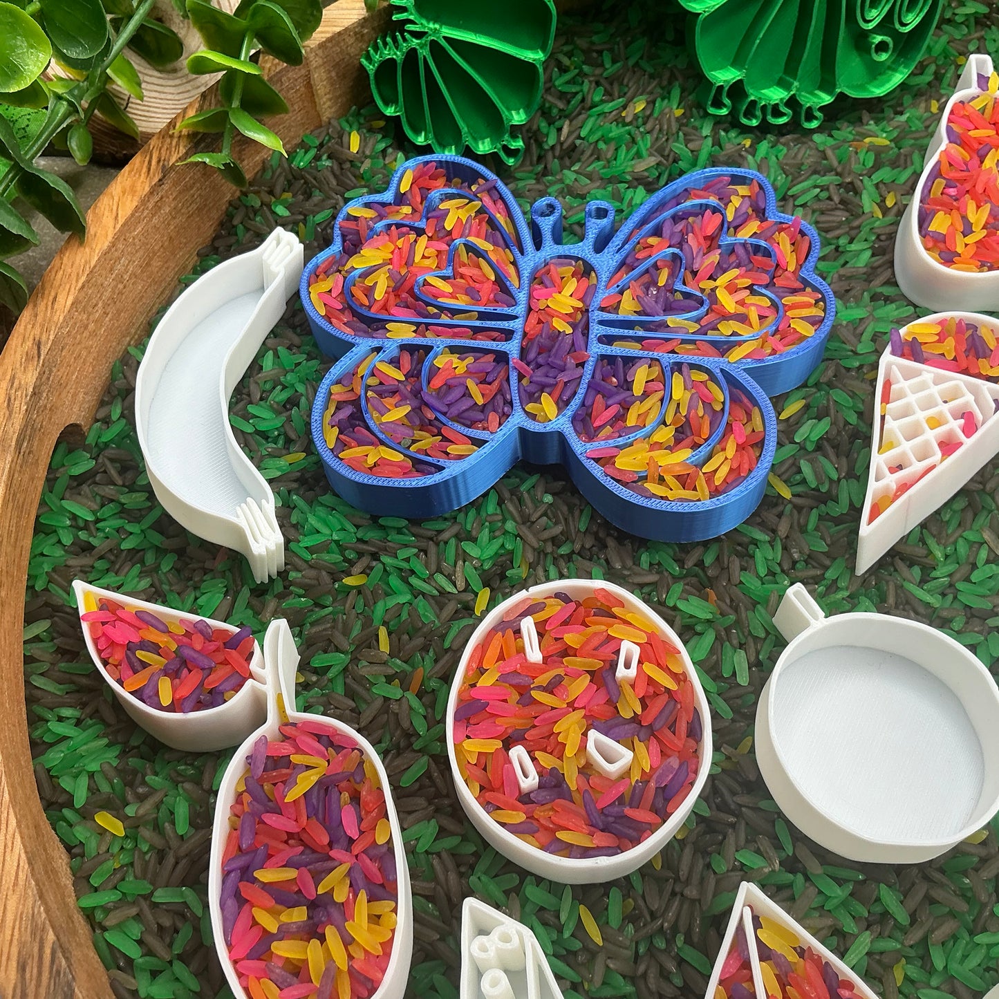 Caterpillar, Cocoon & Butterfly story book telling Sensory Filling Trays Set - Eco-Friendly 3D Printed 19 piece set