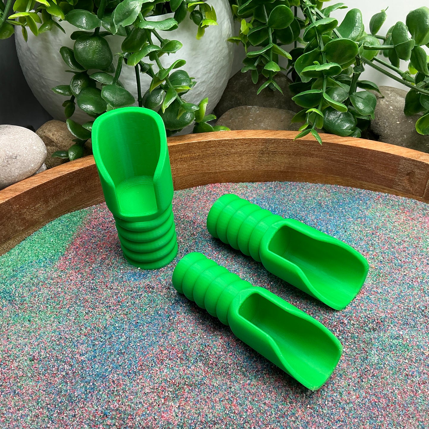 3D-printed children's sand play scoop set - 3 piece with small, medium and large scoops, choose from six colours - view 4 of 8