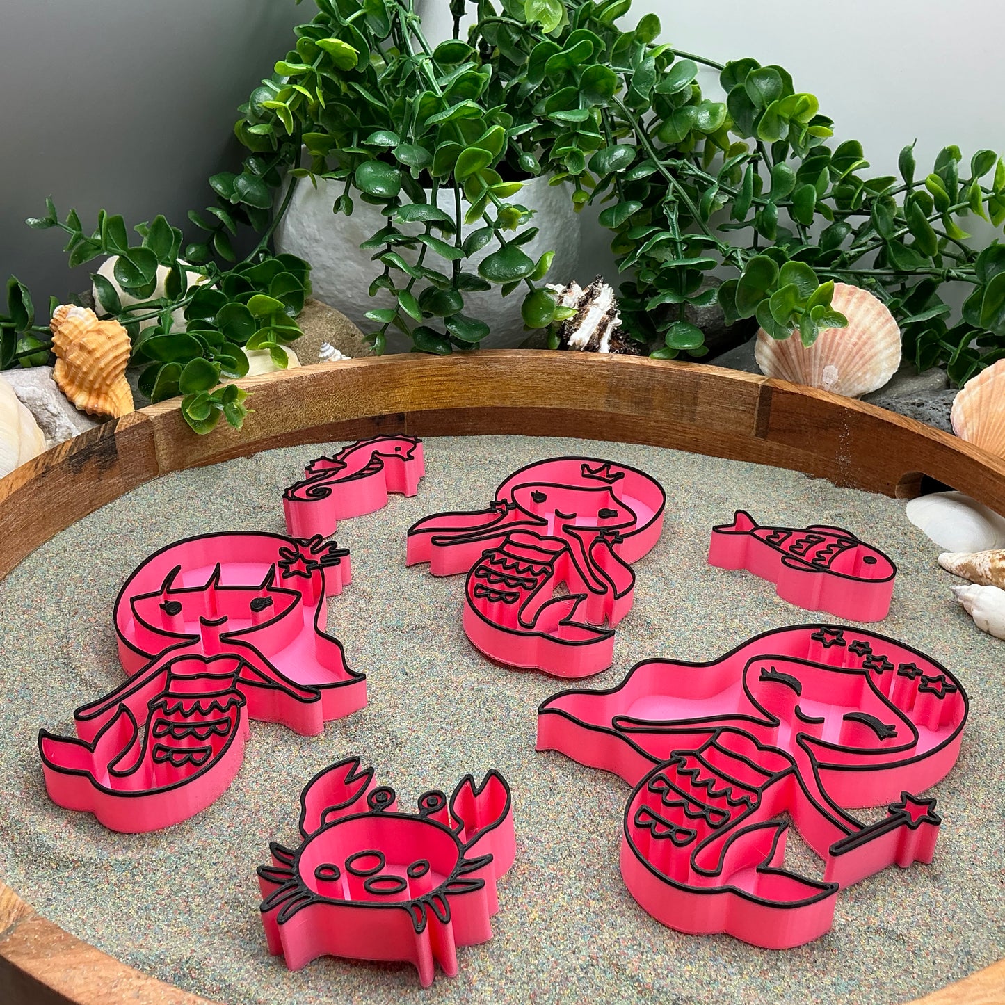 3D-printed mermaid sensory filling tray, 5-piece set with three mermaids, crab and fish - view 5 of 14