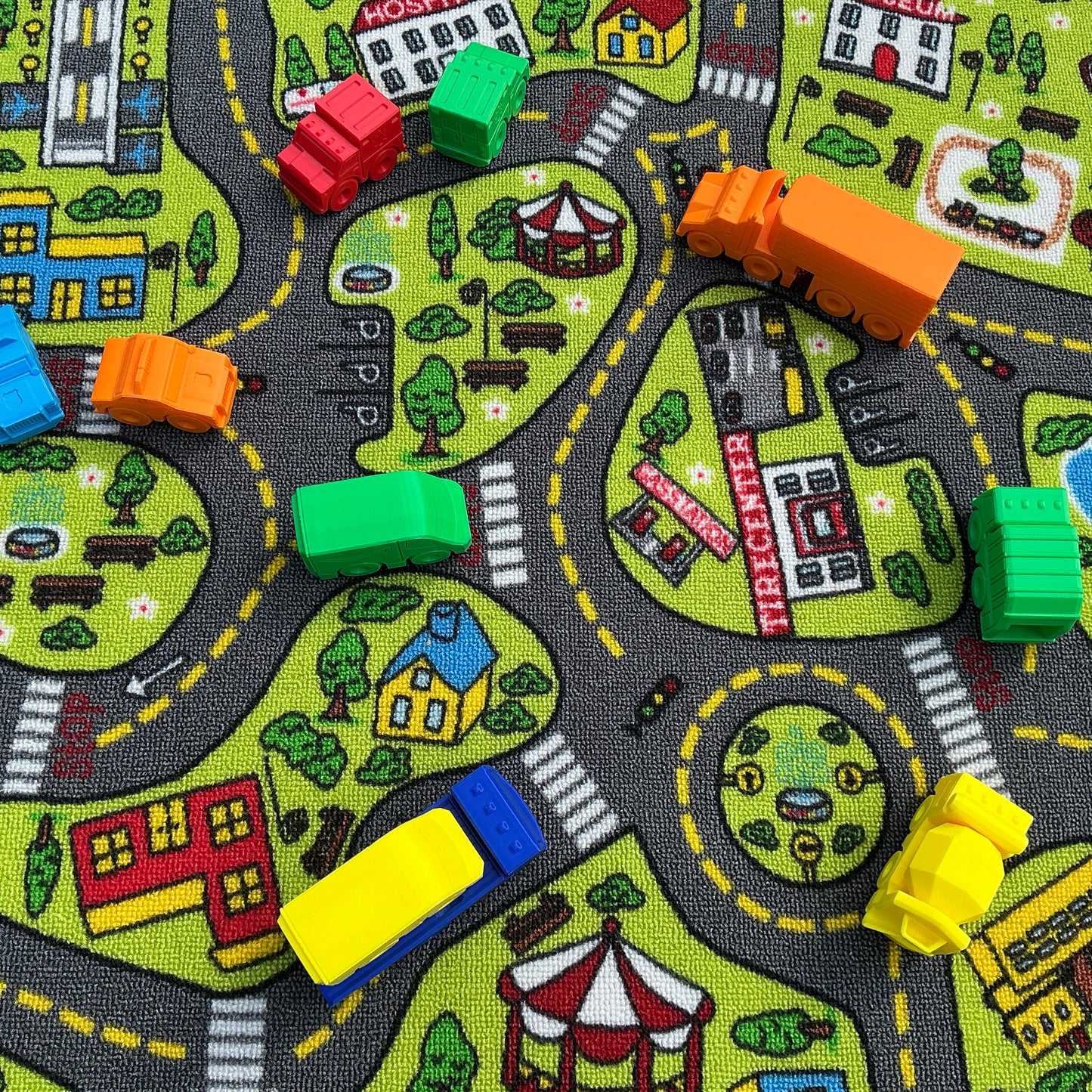 12 piece Toy Vehicle Set including Police Car, Ice Cream Van,school bus