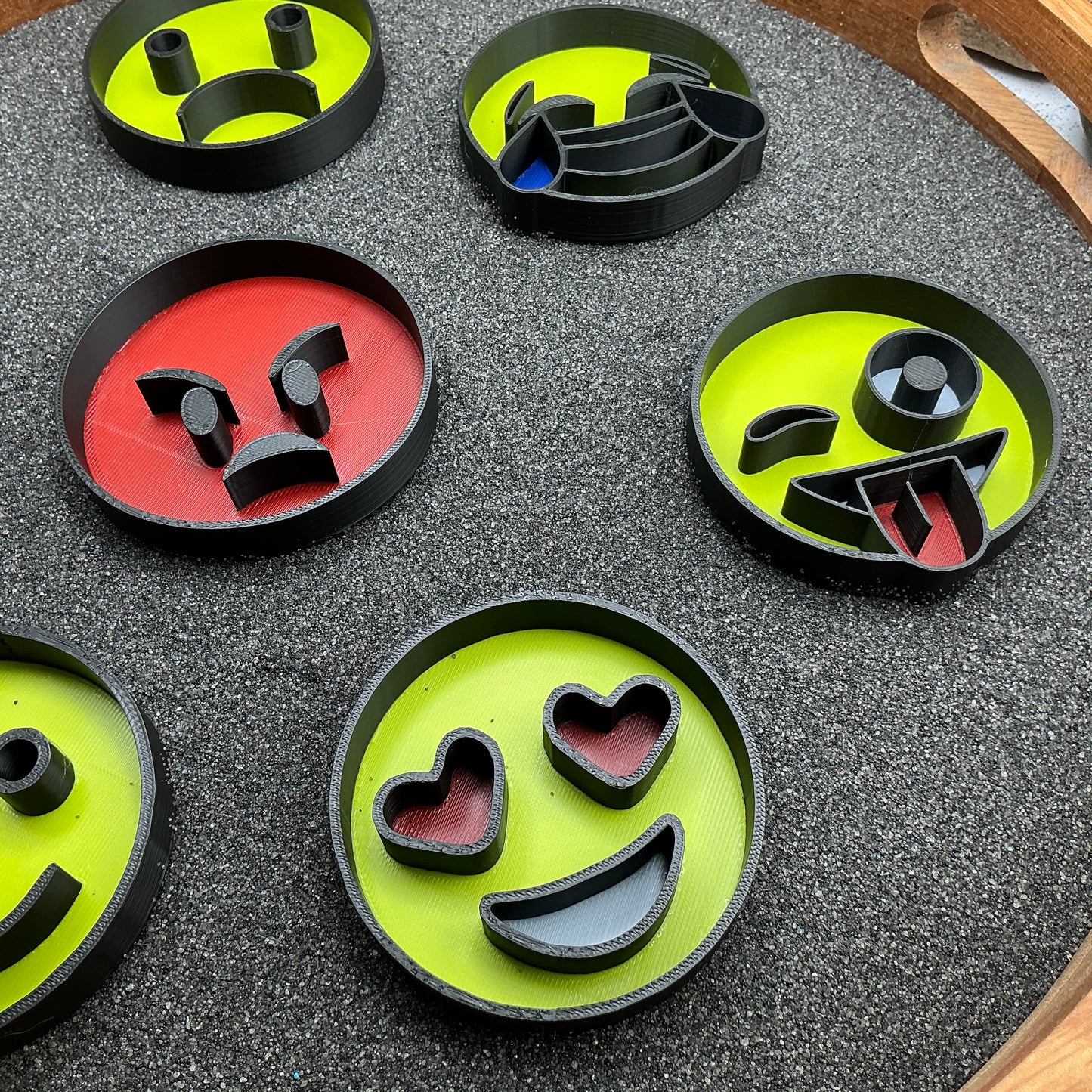 Emotion faces fill shapes 7 piece set emotion themed tuff trays sensory filling trays