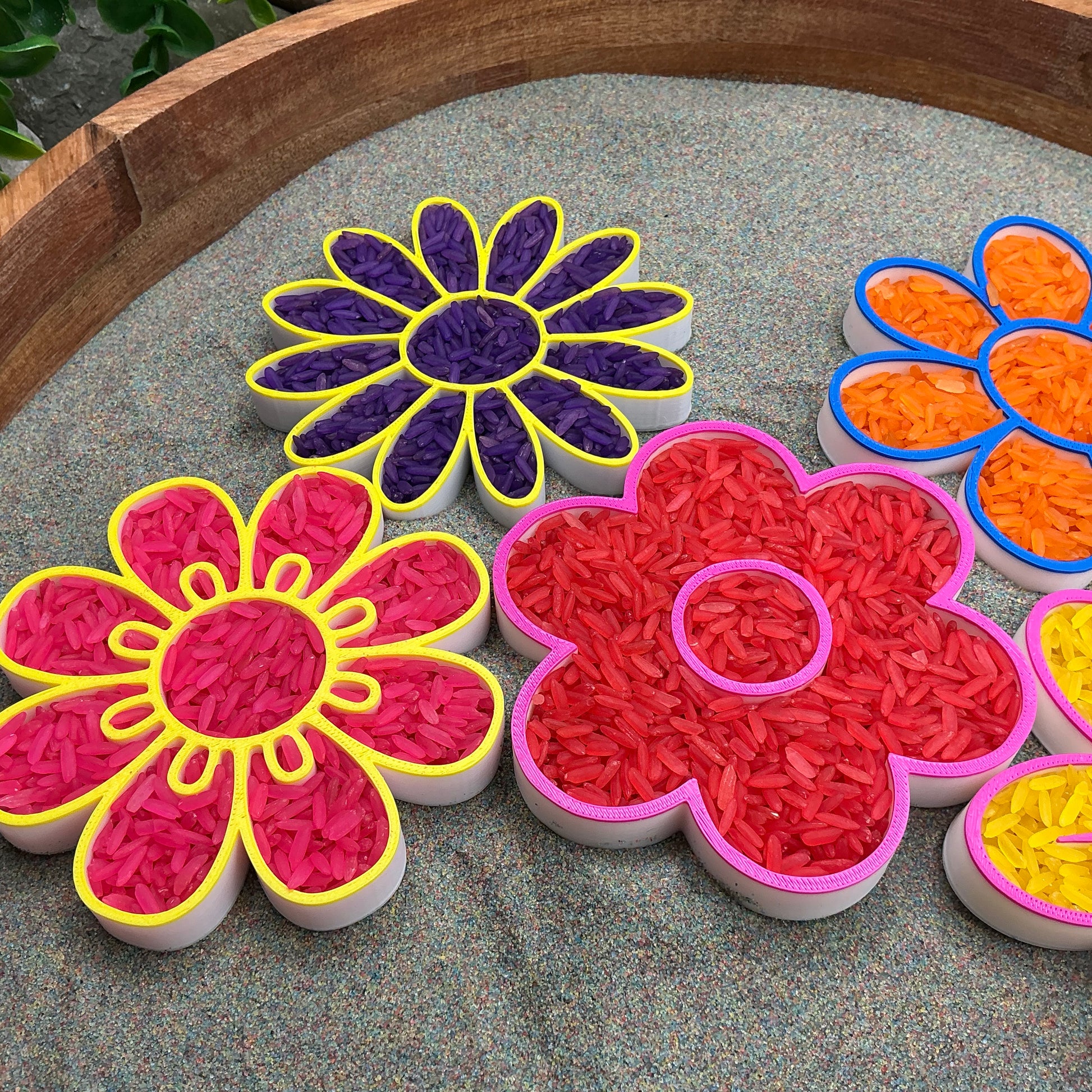 3D-printed flower fill shapes sensory filling tray, 5-piece spring and summer set for tuff trays - view 10 of 12