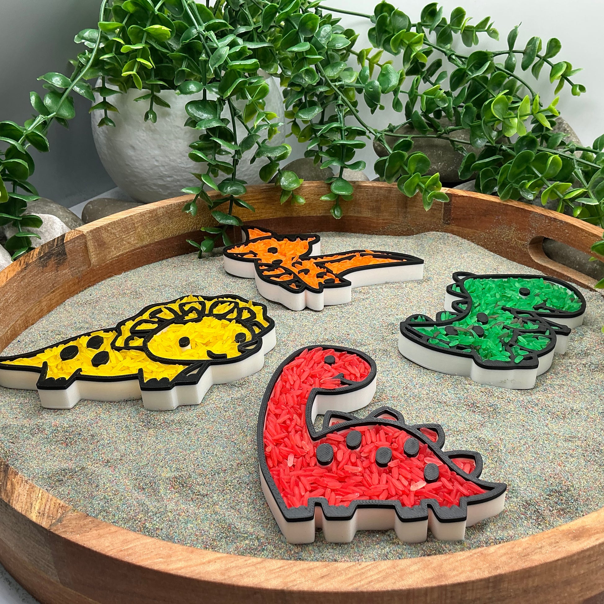3D-printed dinosaur fill shapes sensory filling tray, 4-piece set for sand and rice tuff trays - view 12 of 13