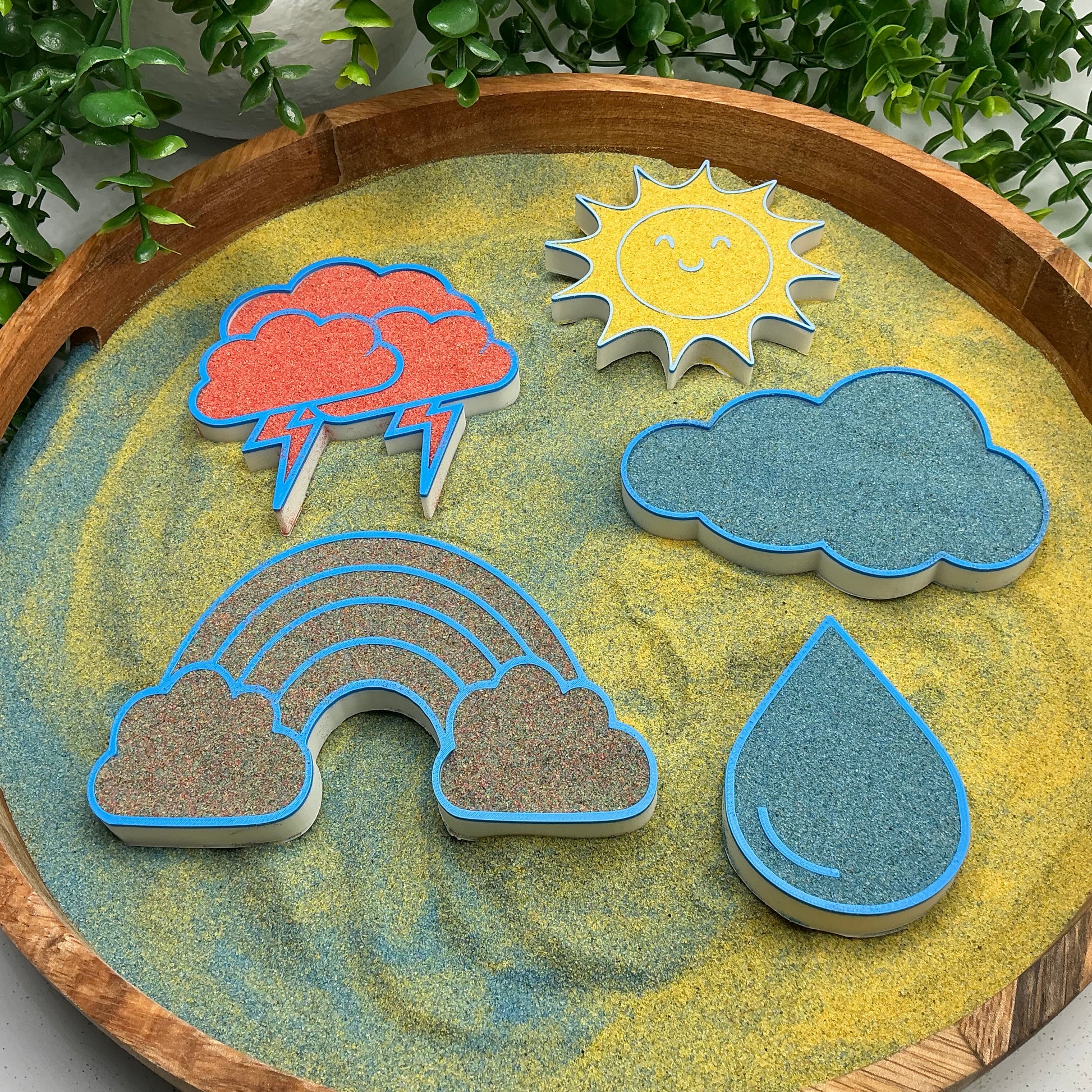 3D-printed weather sensory filling tray, 5-piece set with sun, rainbow, raindrop and two clouds - view 11 of 11
