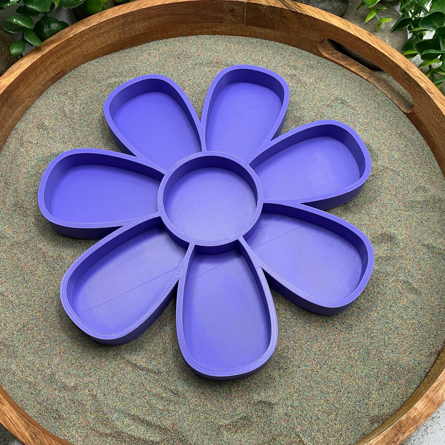 Large 3D-printed flower sensory filling tray with petal-compartment design for sand and rice tuff trays - view 3 of 6